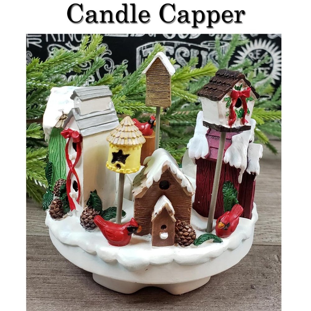 Candle Capper Snowy Birdhouses Stopper